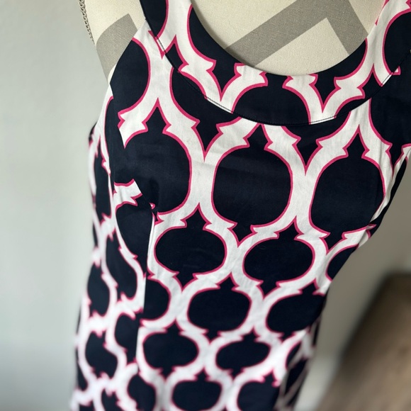 Womens Crown & Ivy Sleeveless Sheath Dress Geometric Print Navy White 10 - Picture 3 of 8